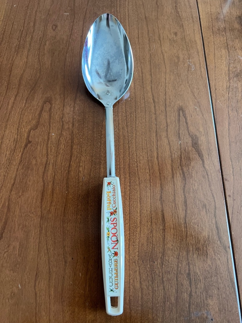 Vintage EKCO 13” Solid Spoon with decorative Spoon Words Handle 1970’s